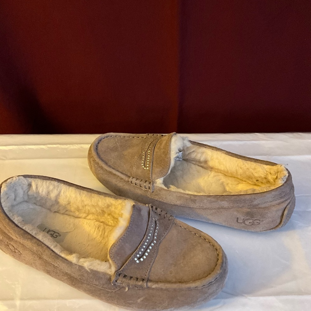 UGG Brown Suede Moccasins with shearling Lining.